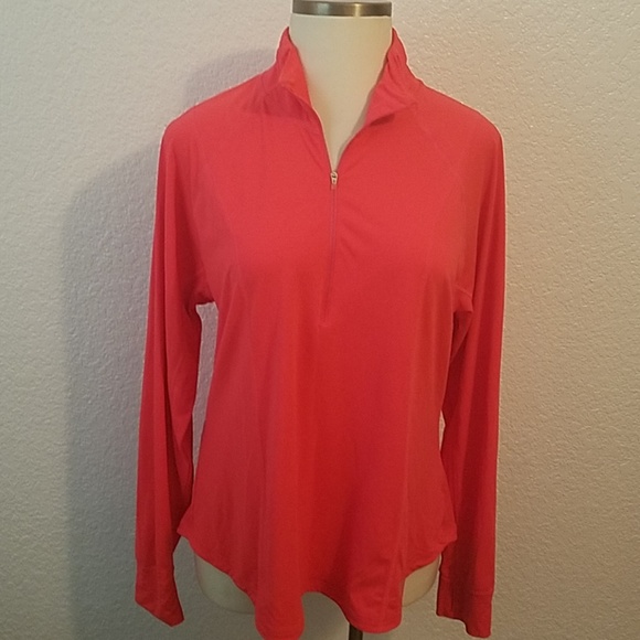Bright coral pink plus size active wear jacket - Picture 3 of 4